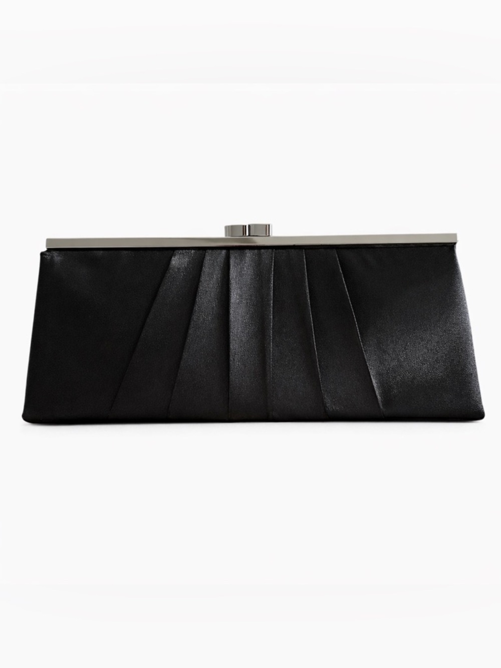 Camille La Vie Black Hard case Pleated Twist Lock Clutch